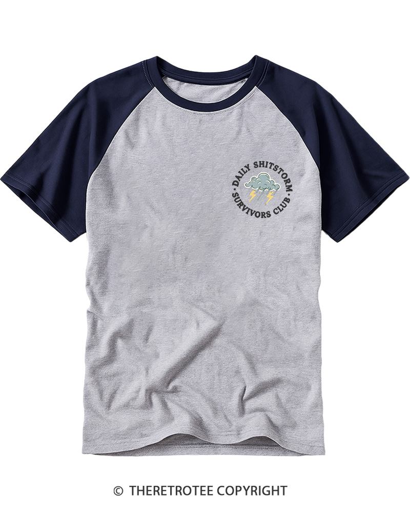 TheRetroTee Daily Shitstorm Survivors Club 1990s Raglan Baseball T-Shirt