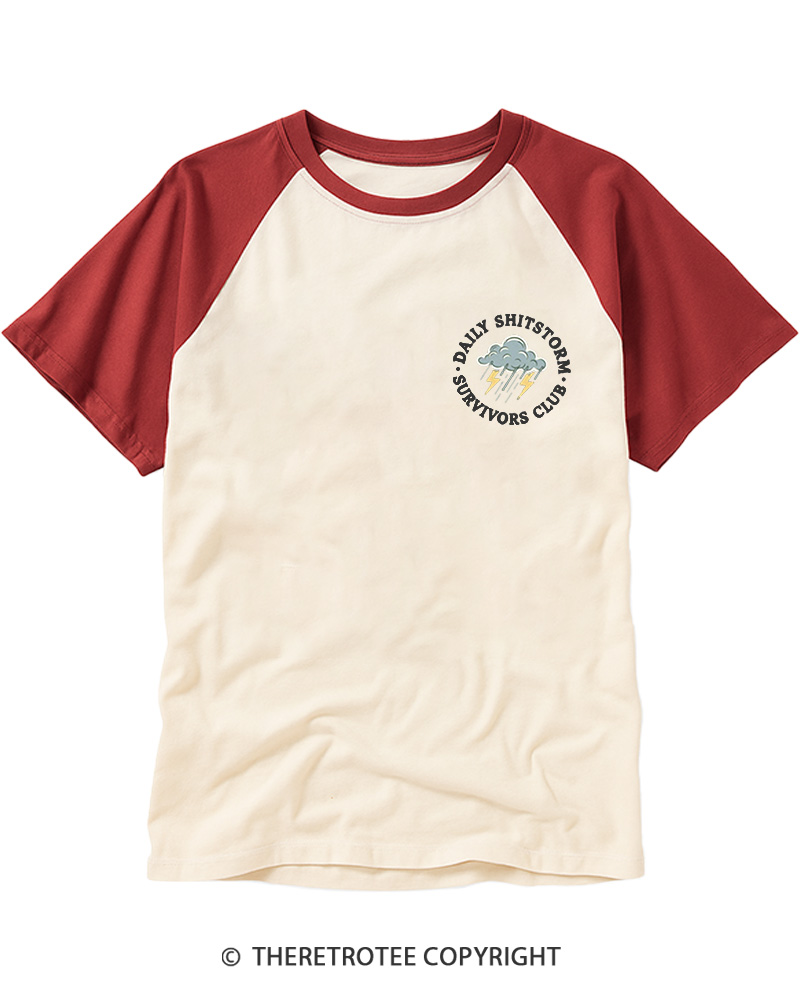 TheRetroTee Daily Shitstorm Survivors Club 1990s Raglan Baseball T-Shirt