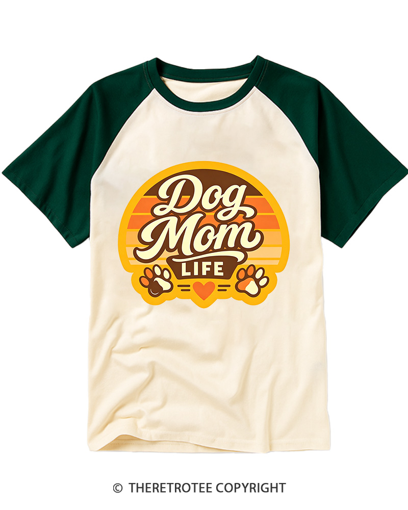 TheRetroTee Dog Mom Raglan Baseball T-Shirt