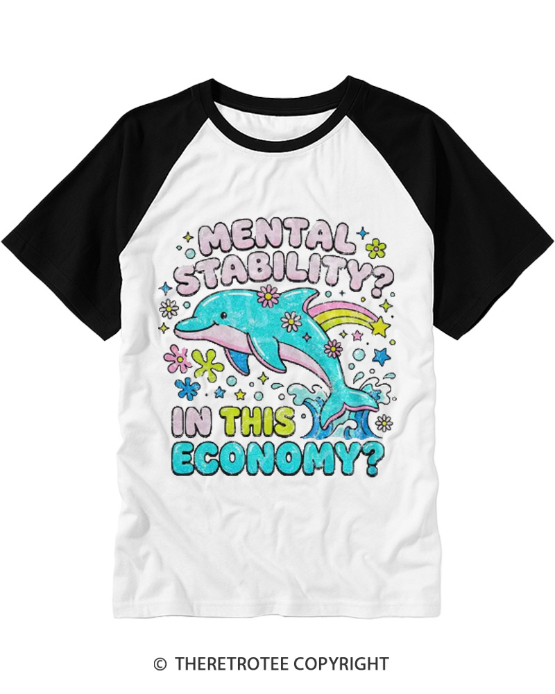 TheRetroTee Funny Mental Health 1990s Raglan Baseball T-Shirt