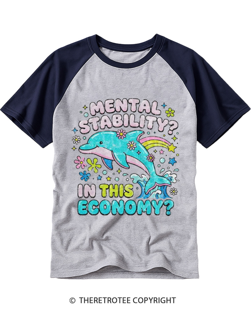 TheRetroTee Funny Mental Health 1990s Raglan Baseball T-Shirt