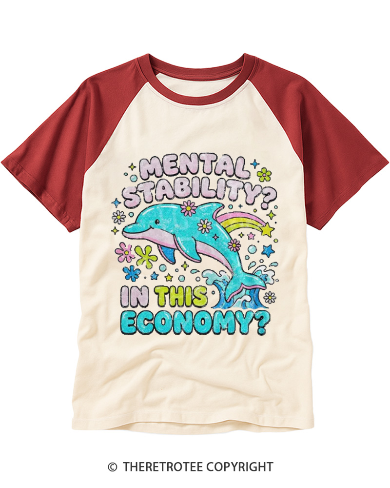 TheRetroTee Funny Mental Health 1990s Raglan Baseball T-Shirt