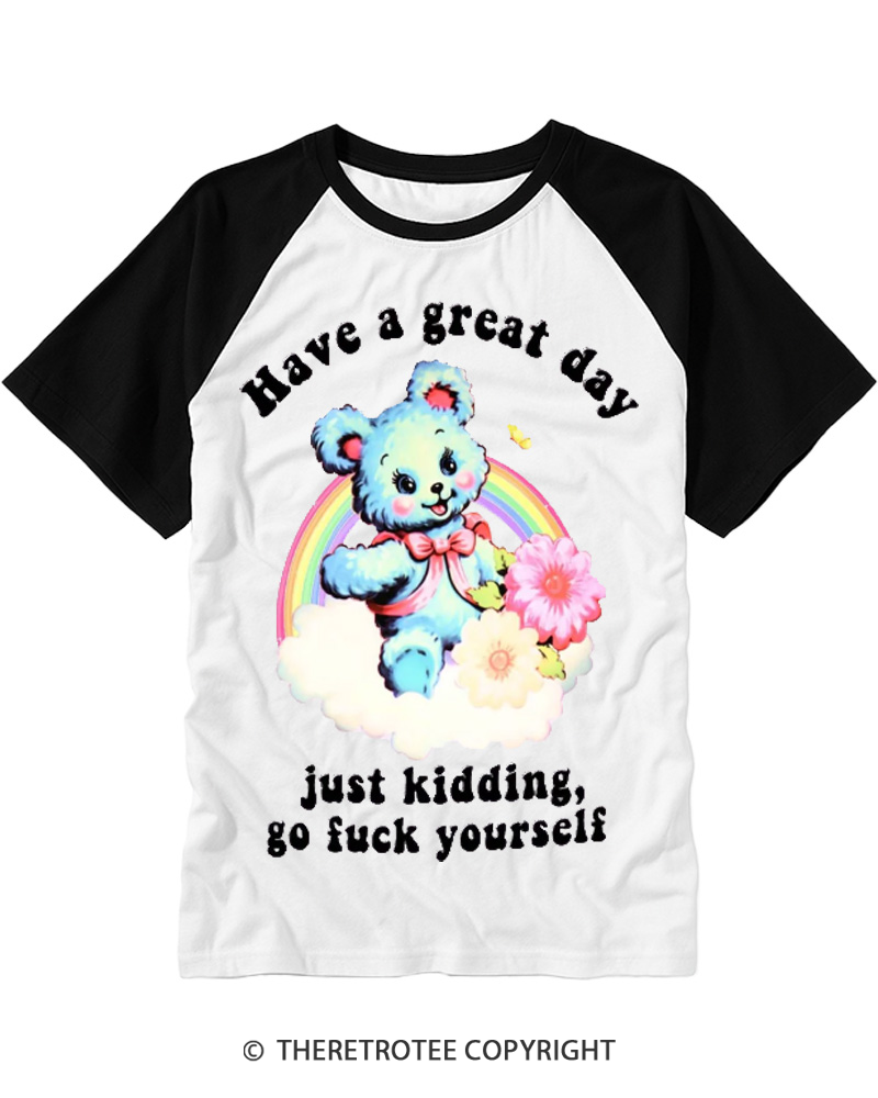 TheRetroTee Have a Great Day 1970s Raglan Baseball T-Shirt