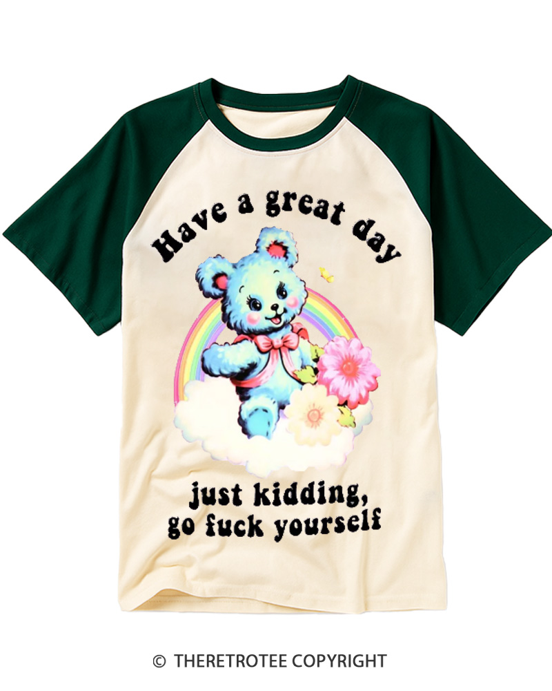 TheRetroTee Have a Great Day 1970s Raglan Baseball T-Shirt