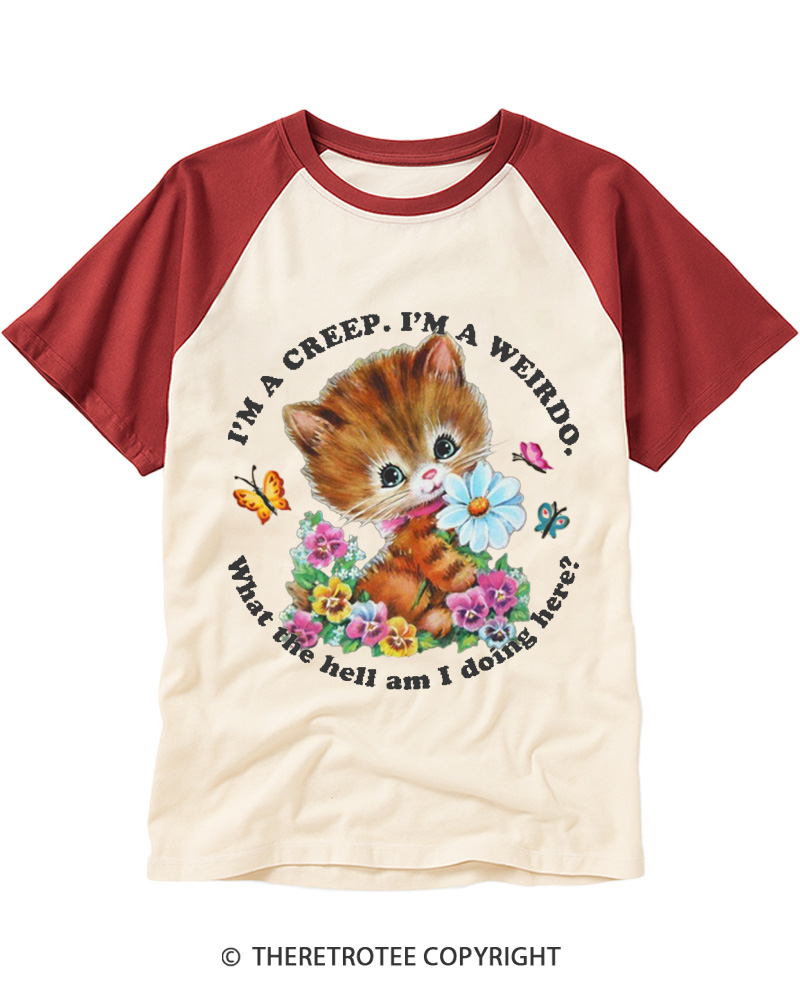 TheRetroTee I'm a Creep 1990s Raglan Baseball T-Shirt