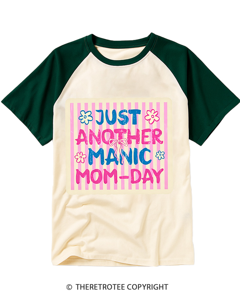 TheRetroTee Just Another Manic Mom-Day Raglan Baseball T-Shirt