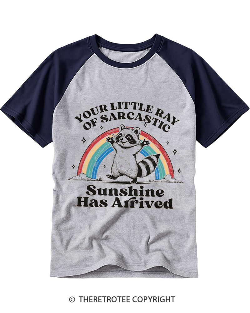 TheRetroTee Little Ray of Sarcastic Sunshine Raglan Baseball T-Shirt