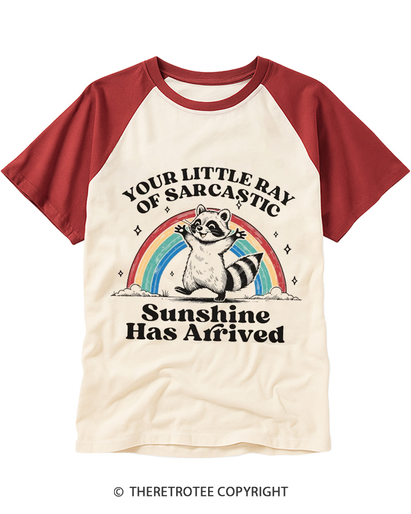 TheRetroTee Little Ray of Sarcastic Sunshine Raglan Baseball T-Shirt