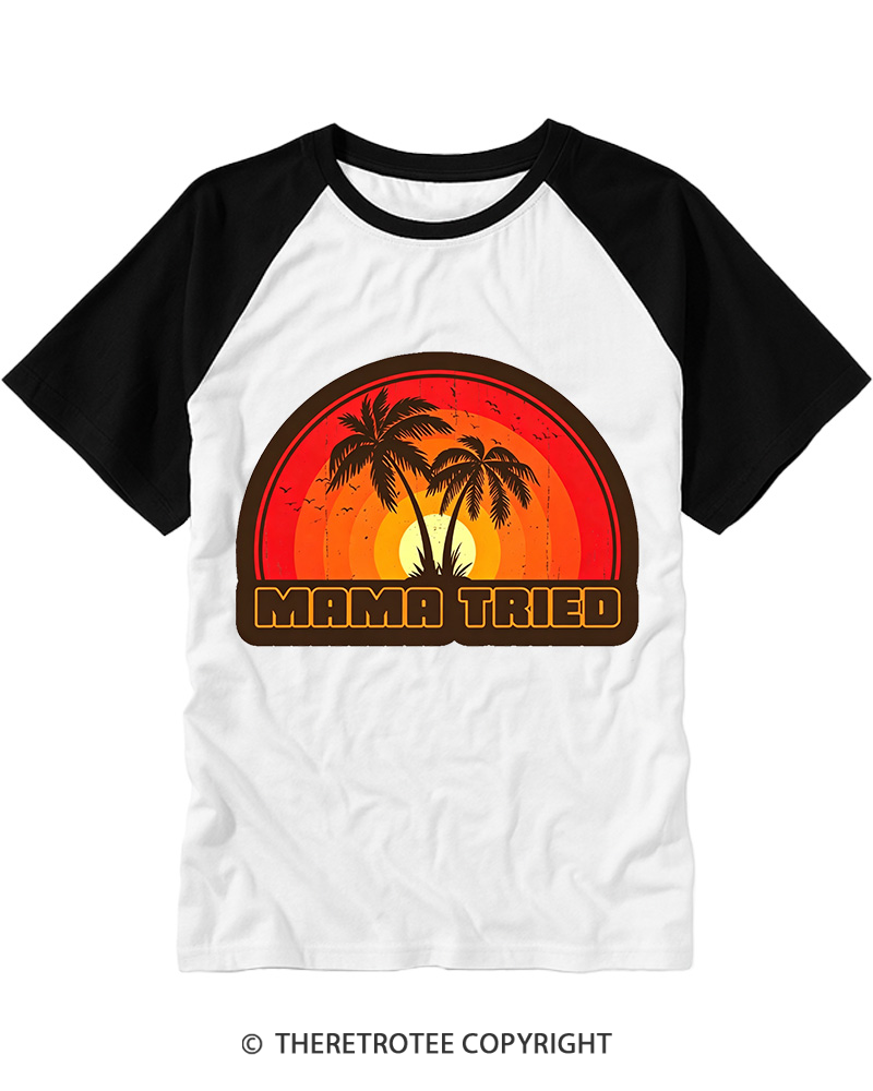 TheRetroTee Mama Tried Raglan Baseball T-Shirt
