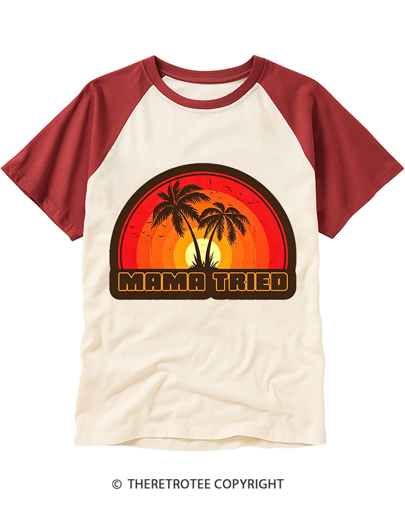 TheRetroTee Mama Tried Raglan Baseball T-Shirt