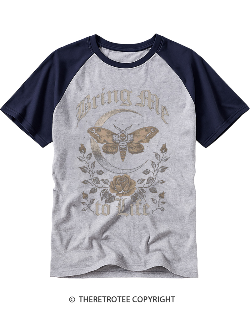 TheRetroTee Moth 1990s Raglan Baseball T-Shirt