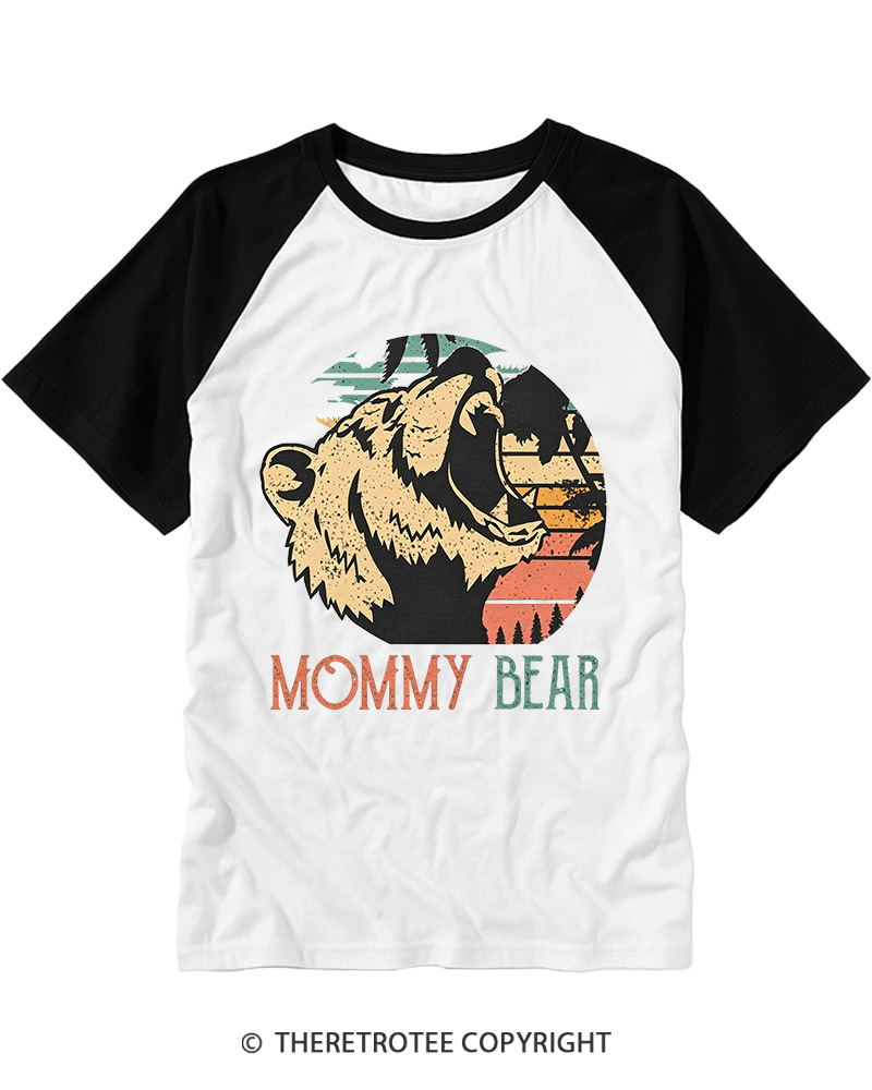 TheRetroTee Retro Mommy Bear Raglan Baseball T-Shirt