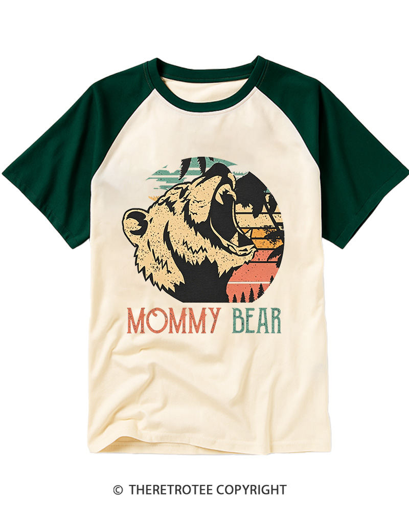 TheRetroTee Retro Mommy Bear Raglan Baseball T-Shirt