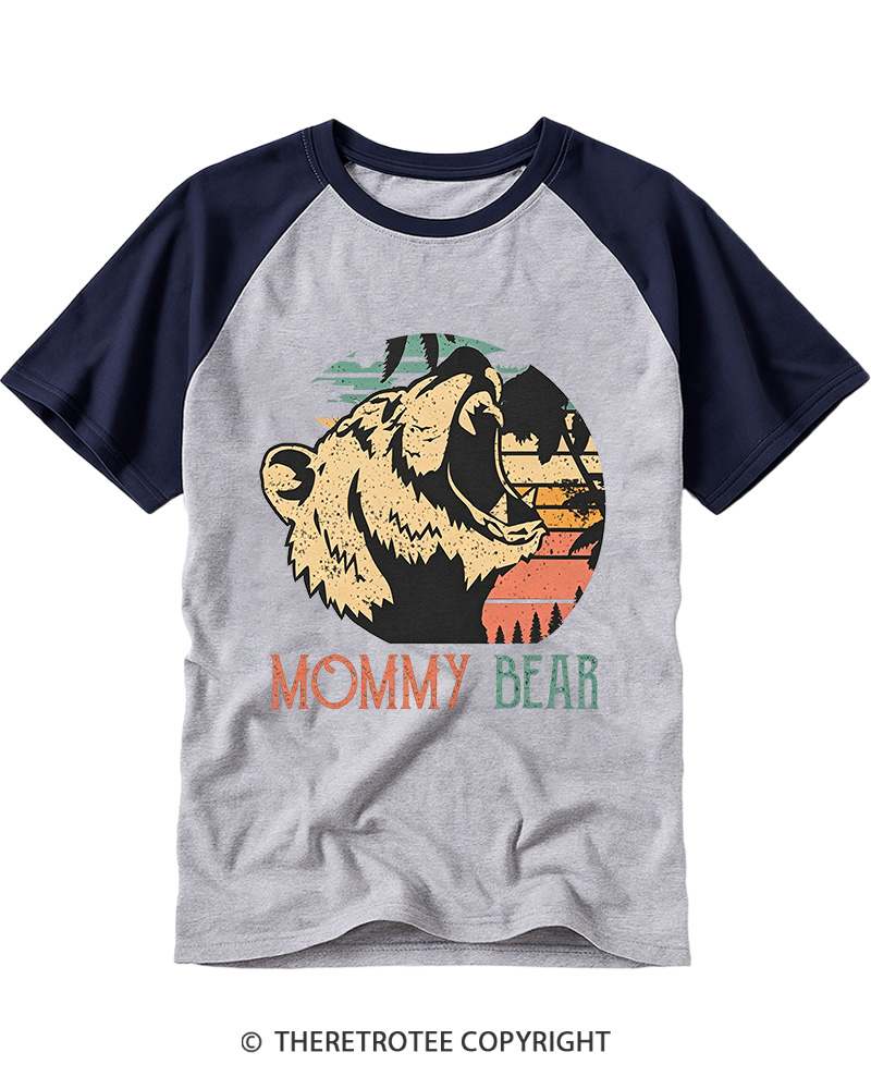 TheRetroTee Retro Mommy Bear Raglan Baseball T-Shirt