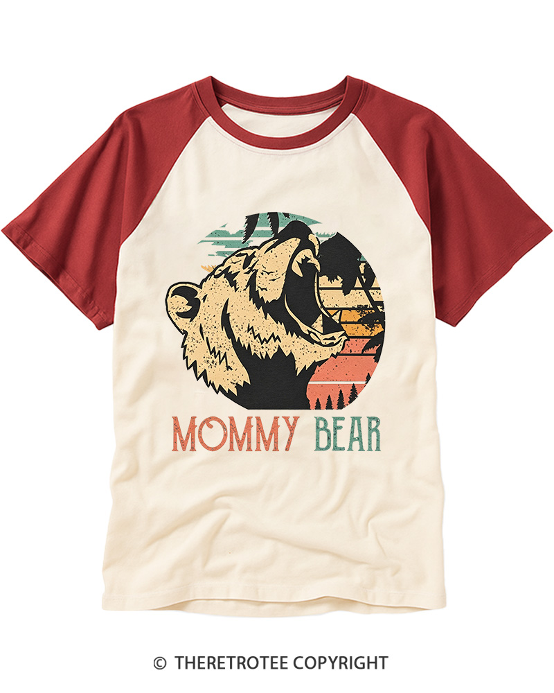 TheRetroTee Retro Mommy Bear Raglan Baseball T-Shirt