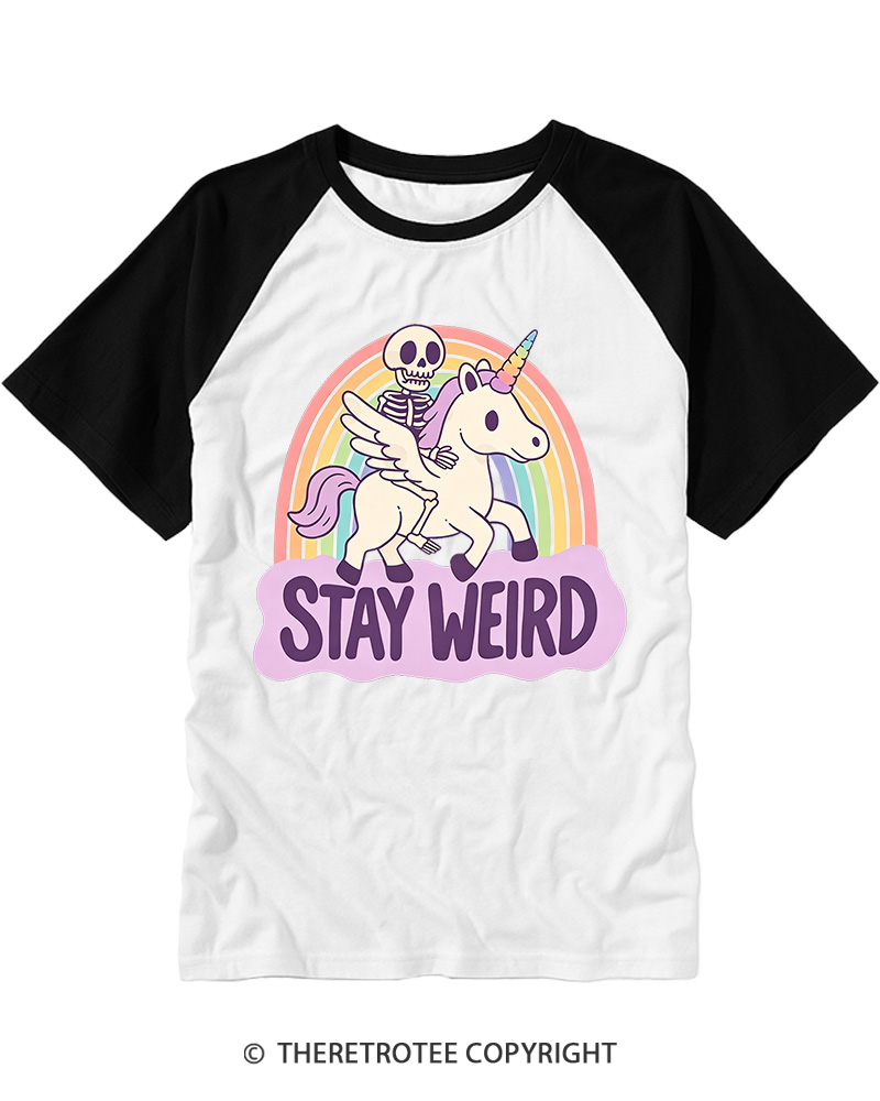 TheRetroTee Stay Weird Raglan Baseball T-Shirt
