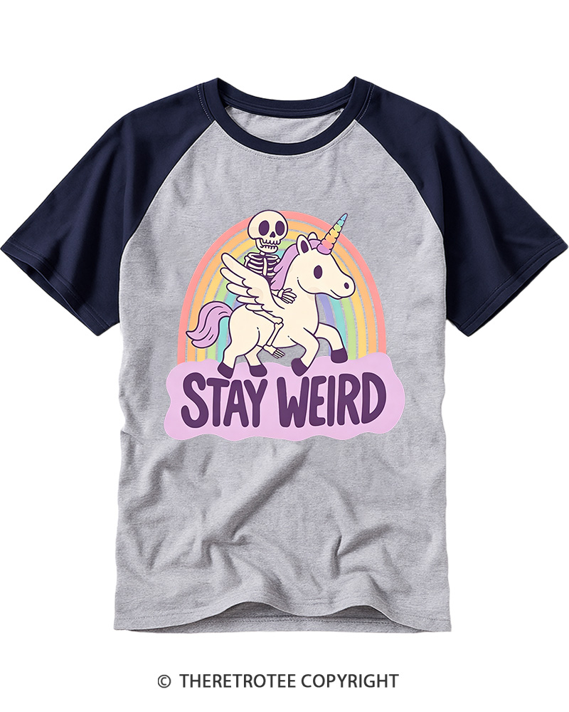 TheRetroTee Stay Weird Raglan Baseball T-Shirt