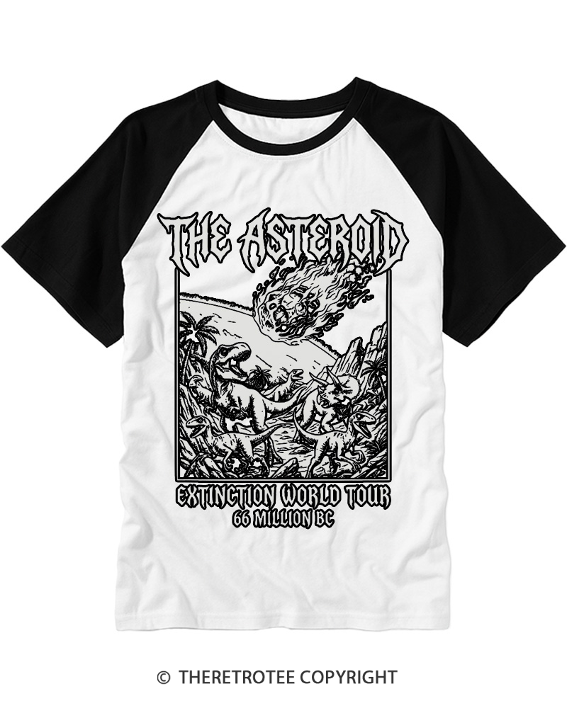TheRetroTee The Asteroid Extinction World Tour Raglan Baseball T-Shirt