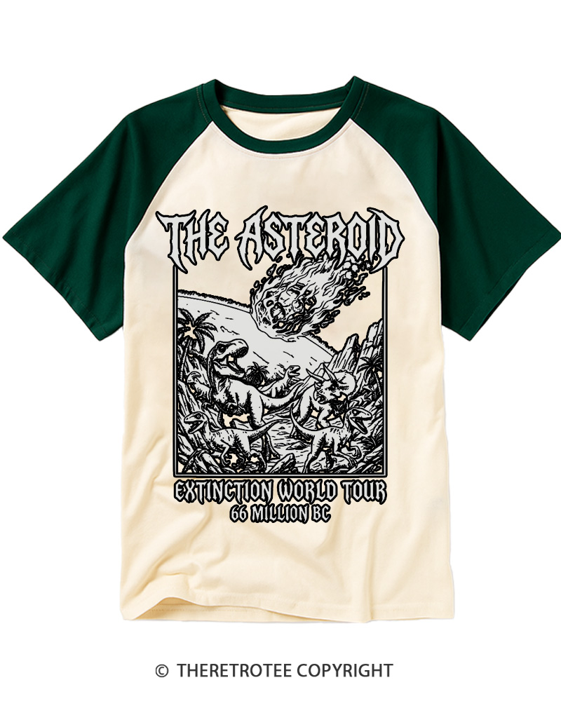 TheRetroTee The Asteroid Extinction World Tour Raglan Baseball T-Shirt