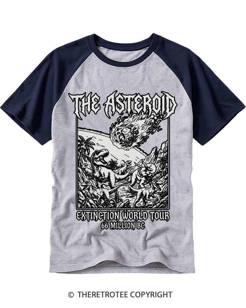 TheRetroTee The Asteroid Extinction World Tour Raglan Baseball T-Shirt