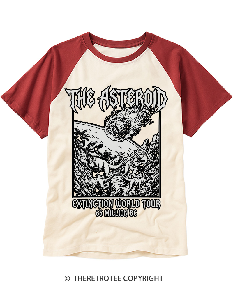 TheRetroTee The Asteroid Extinction World Tour Raglan Baseball T-Shirt