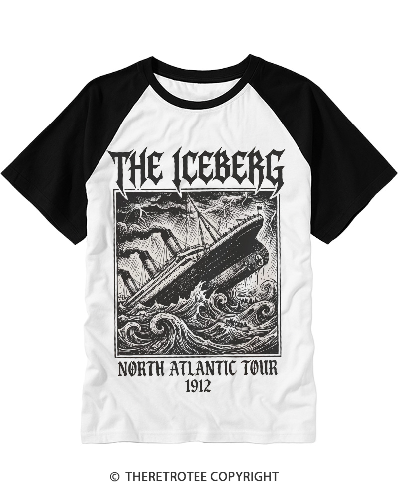 TheRetroTee The Iceberg North Atlantic Tour 1912 Raglan Baseball T-Shirt