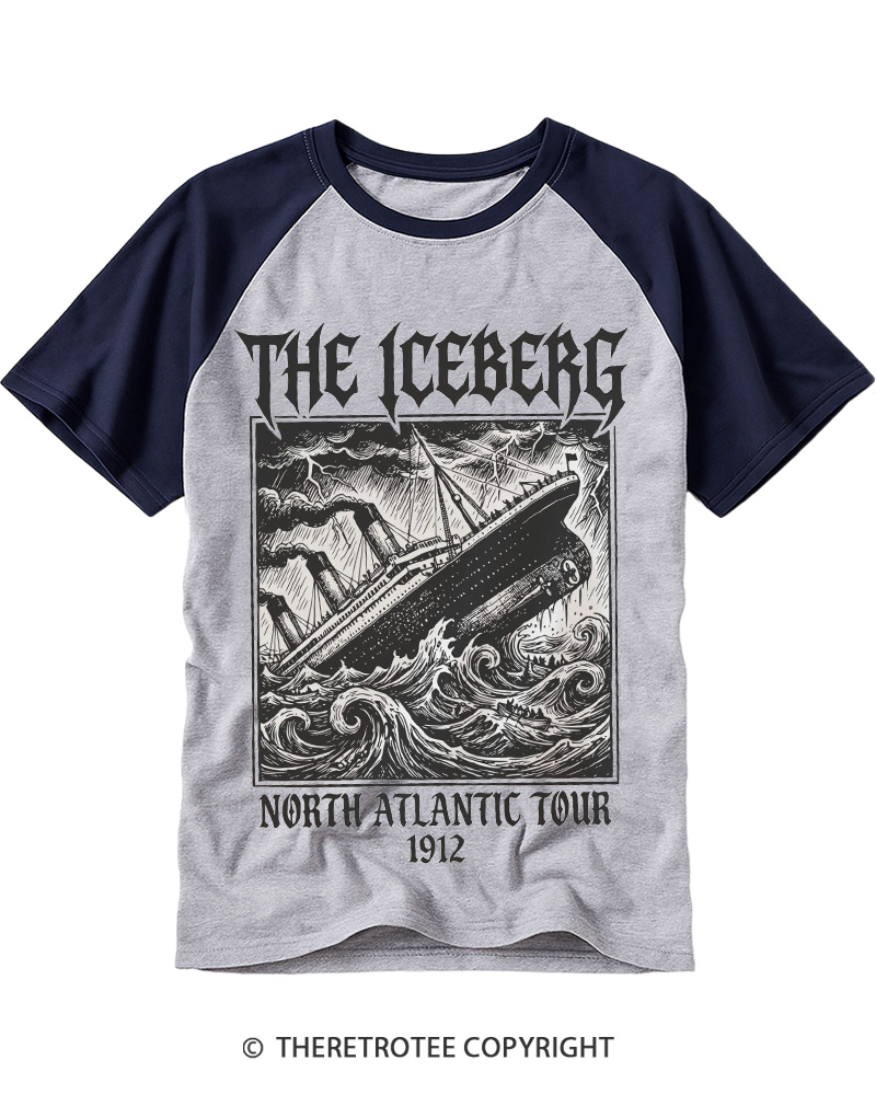 TheRetroTee The Iceberg North Atlantic Tour 1912 Raglan Baseball T-Shirt