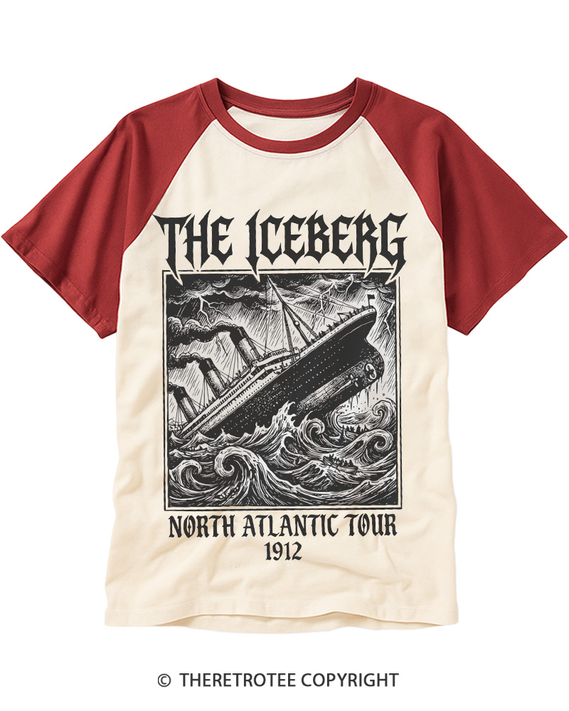 TheRetroTee The Iceberg North Atlantic Tour 1912 Raglan Baseball T-Shirt