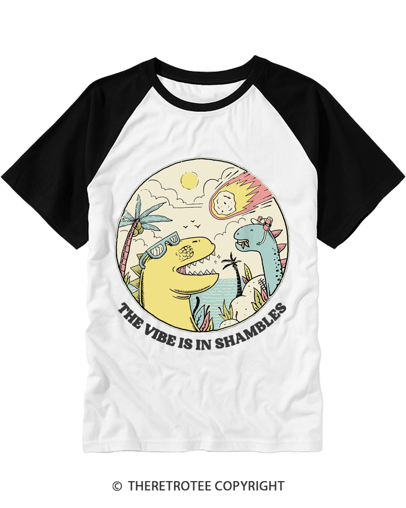 TheRetroTee The Vibes Are In Shambles 1980s Raglan Baseball T-Shirt
