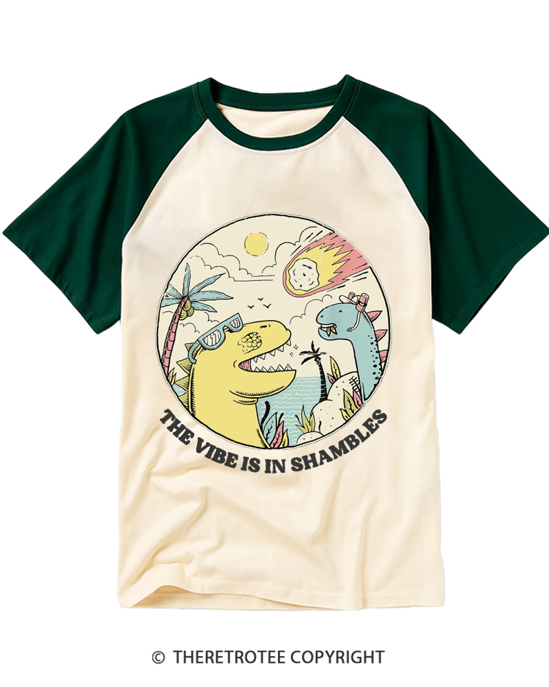 TheRetroTee The Vibes Are In Shambles 1980s Raglan Baseball T-Shirt