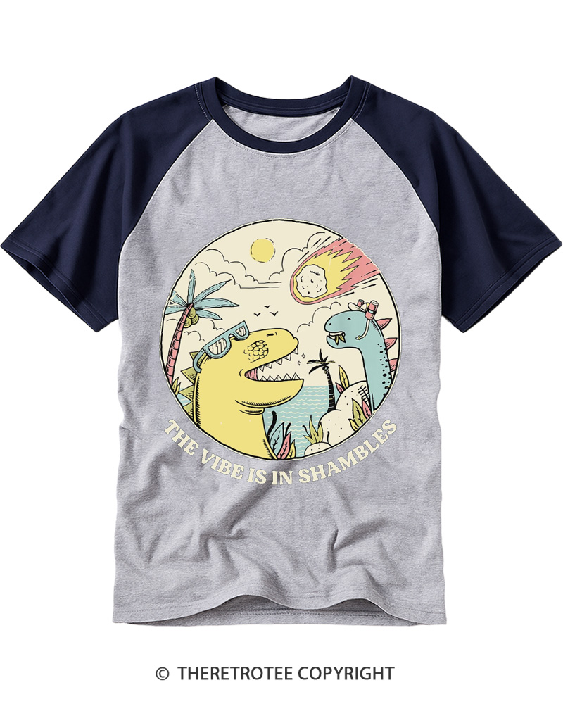 TheRetroTee The Vibes Are In Shambles 1980s Raglan Baseball T-Shirt