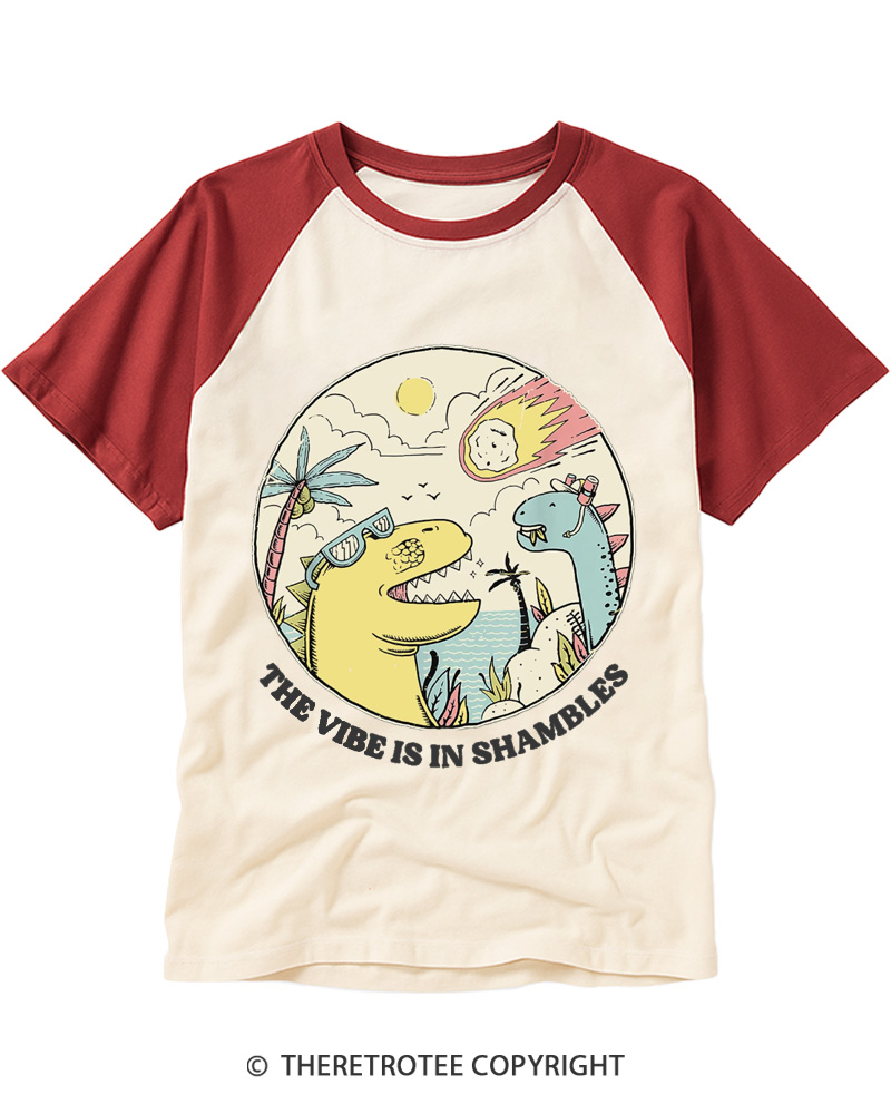 TheRetroTee The Vibes Are In Shambles 1980s Raglan Baseball T-Shirt