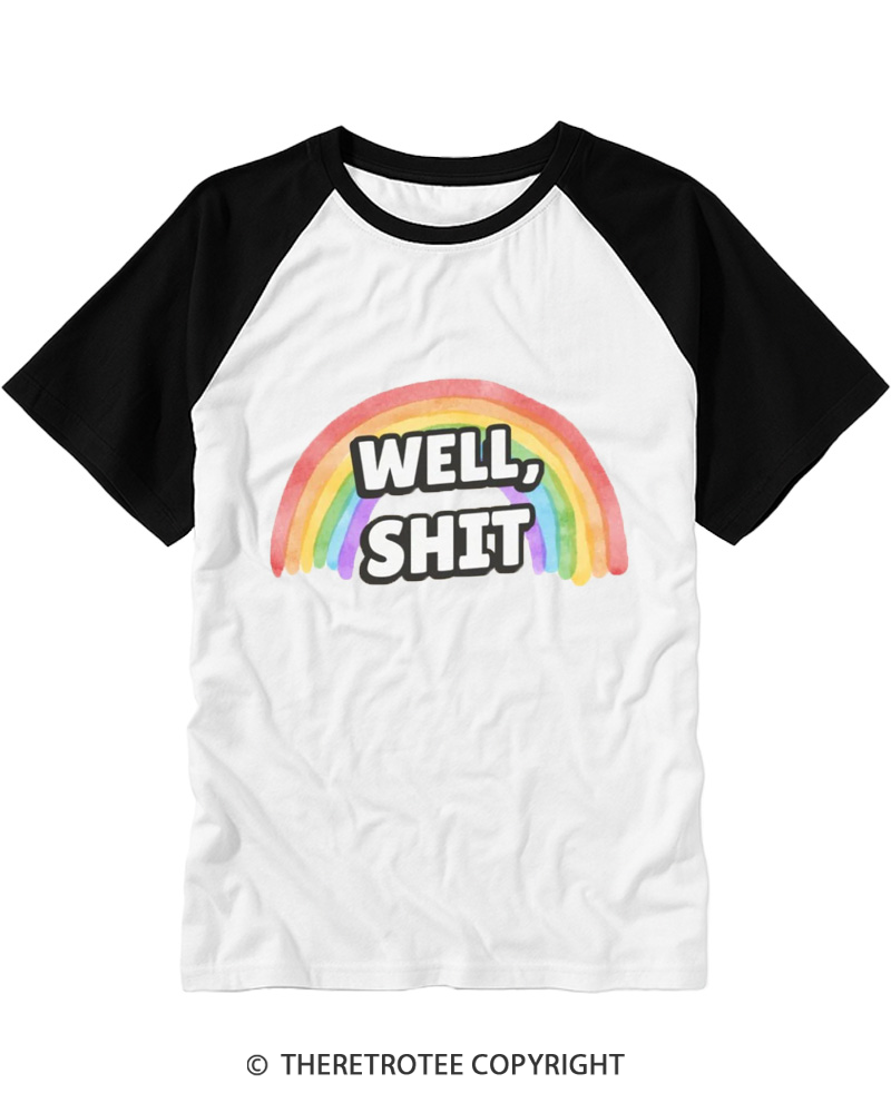 TheRetroTee Well Sht Snarky Sarcastic 1970s Raglan Baseball T-Shirt