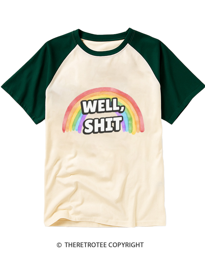 TheRetroTee Well Sht Snarky Sarcastic 1970s Raglan Baseball T-Shirt