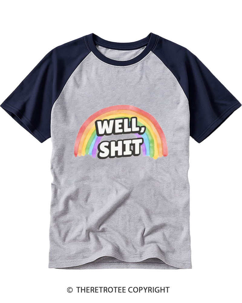 TheRetroTee Well Sht Snarky Sarcastic 1970s Raglan Baseball T-Shirt