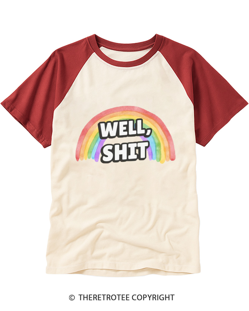 TheRetroTee Well Sht Snarky Sarcastic 1970s Raglan Baseball T-Shirt