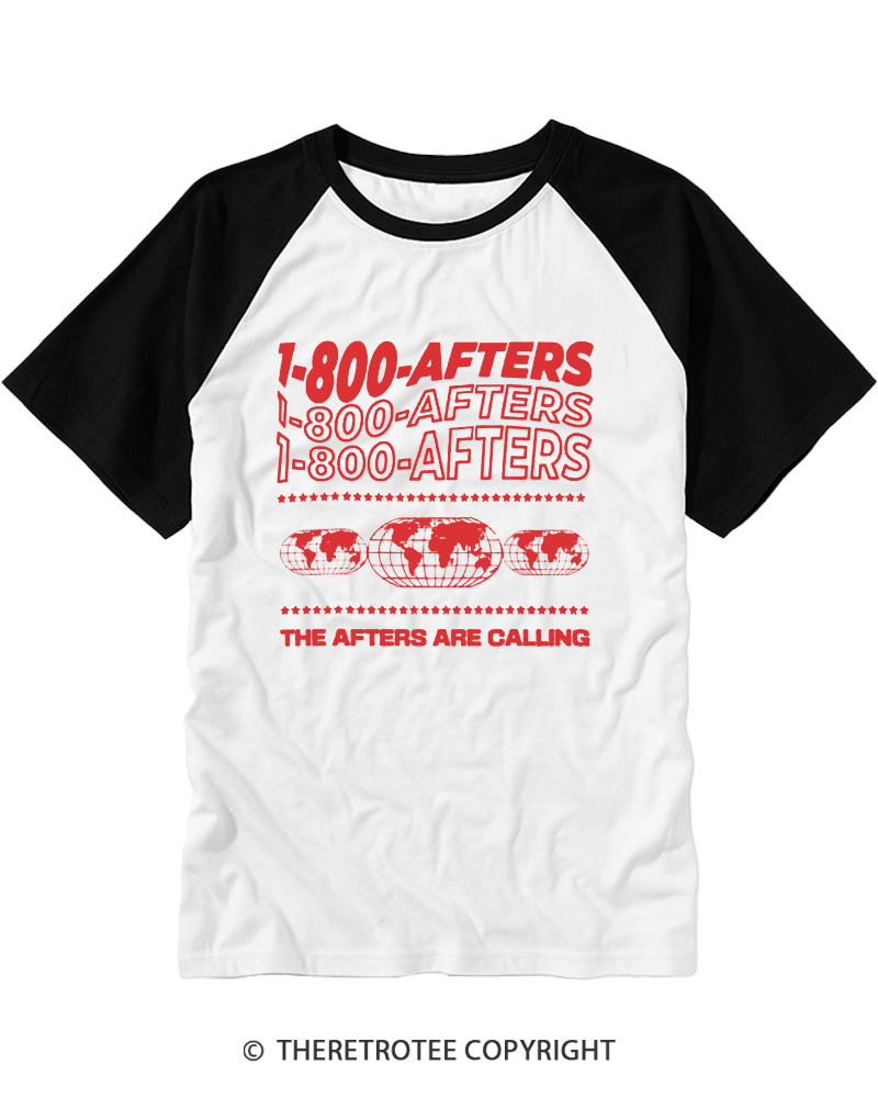 TheRetroTee 1-800-Afters Are Calling 1990s Raglan Baseball T-Shirt