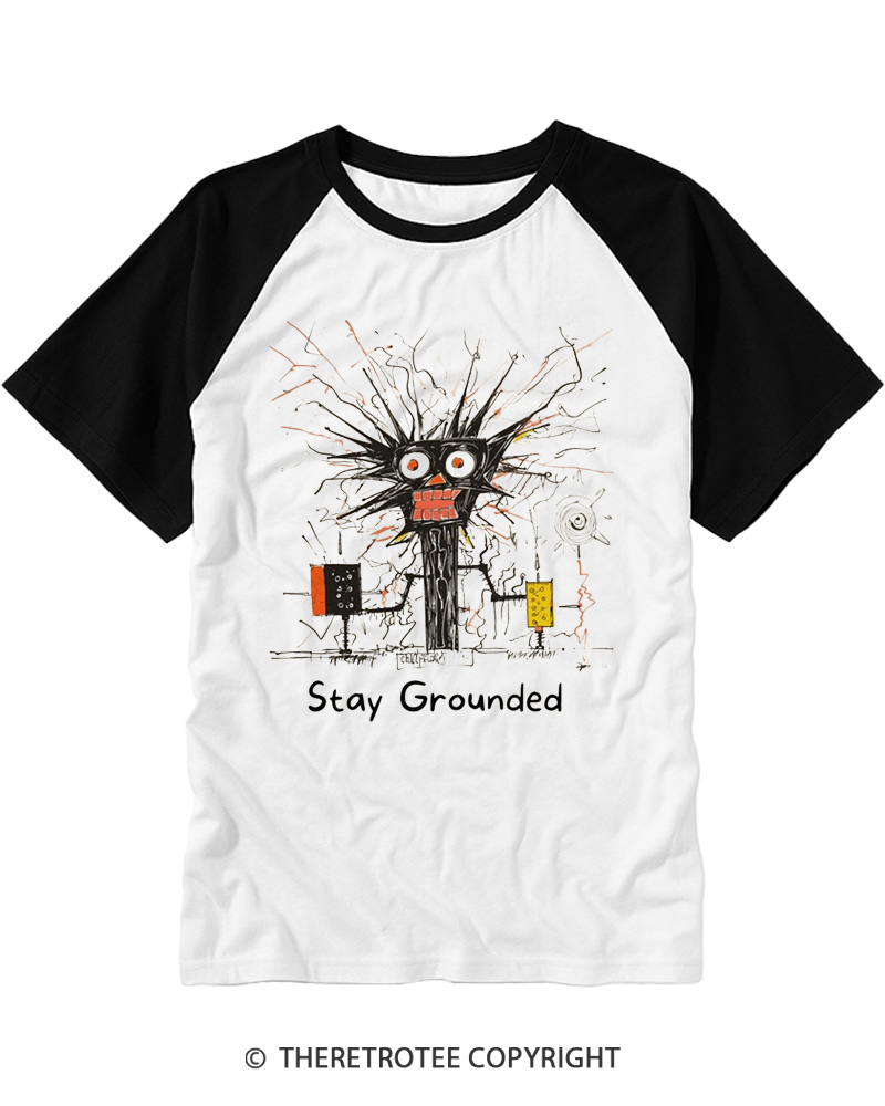 TheRetroTee Stay Grounded Raglan Baseball T-Shirt