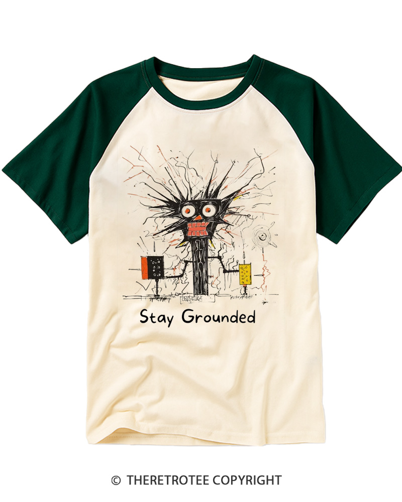 TheRetroTee Stay Grounded Raglan Baseball T-Shirt