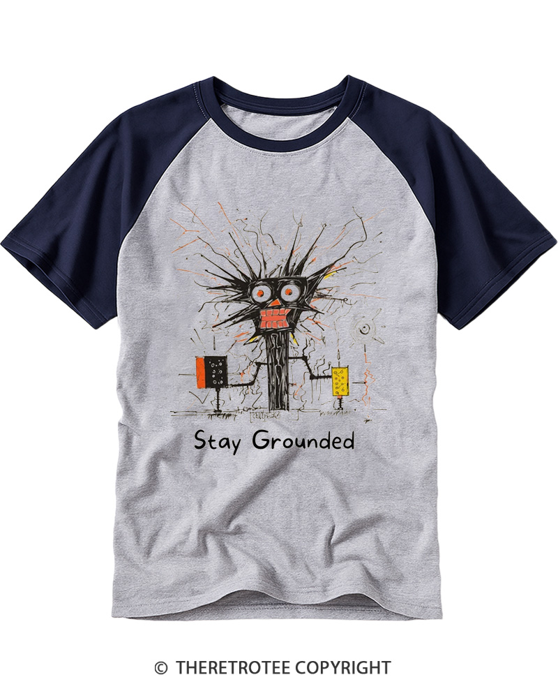 TheRetroTee Stay Grounded Raglan Baseball T-Shirt