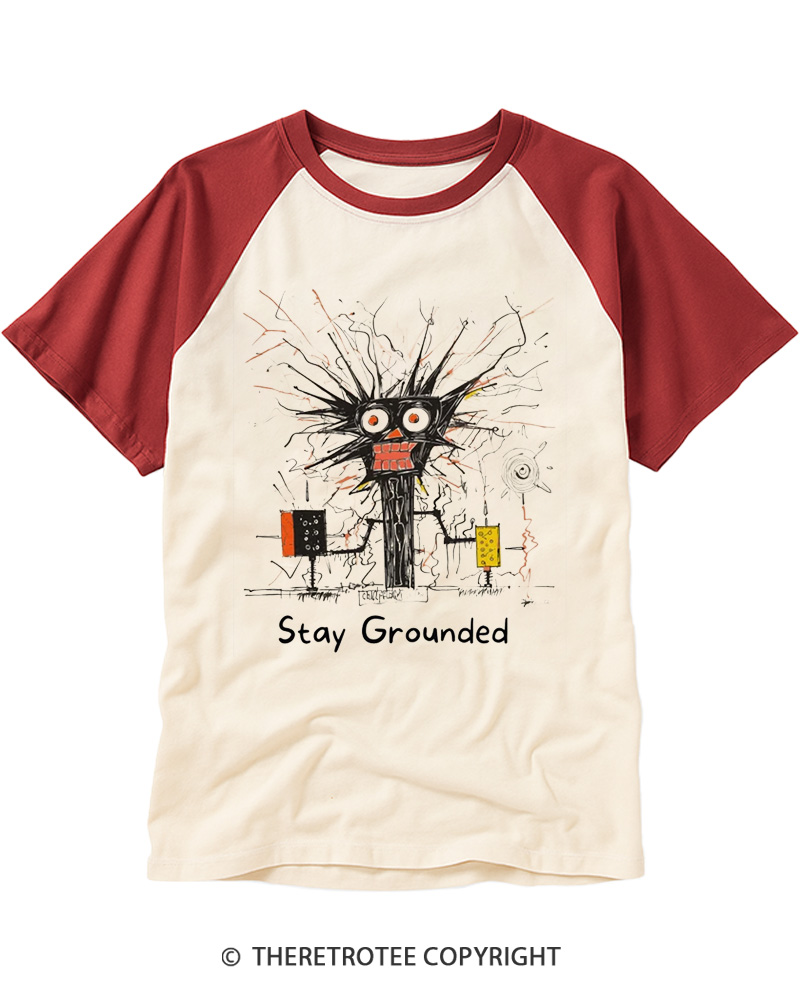 TheRetroTee Stay Grounded Raglan Baseball T-Shirt