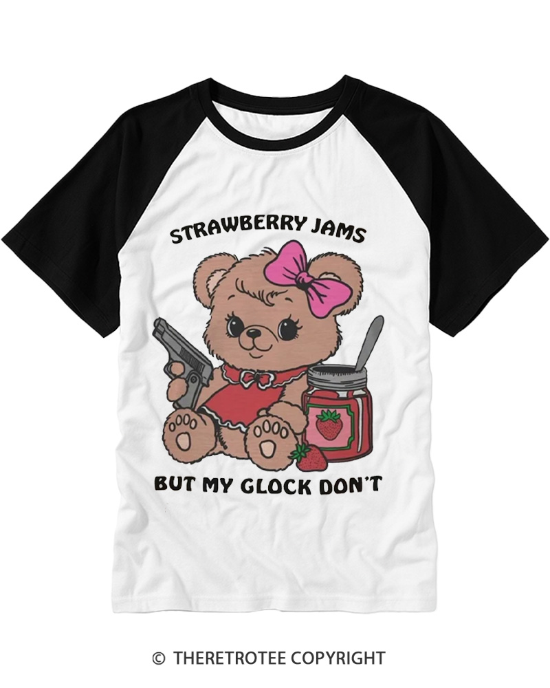 TheRetroTee Funny Bear Meme 1990s Raglan Baseball T-Shirt