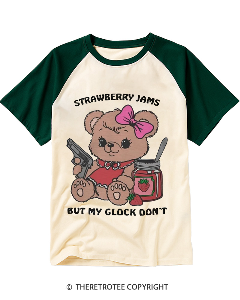 TheRetroTee Funny Bear Meme 1990s Raglan Baseball T-Shirt
