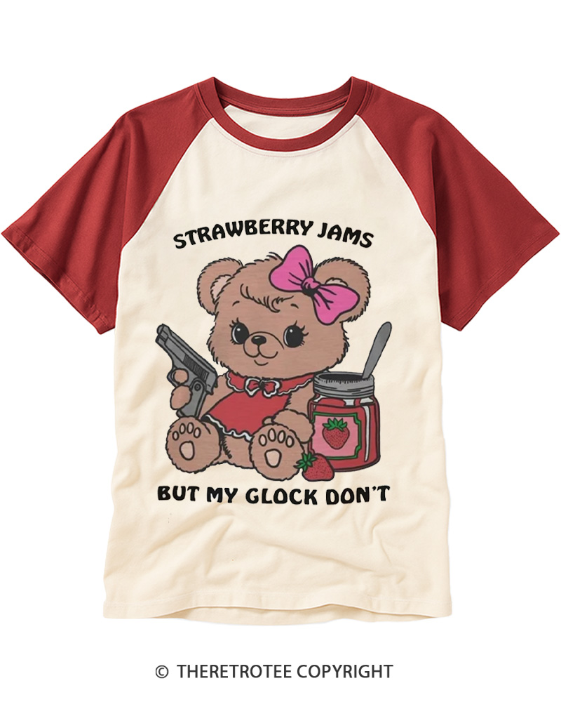 TheRetroTee Funny Bear Meme 1990s Raglan Baseball T-Shirt