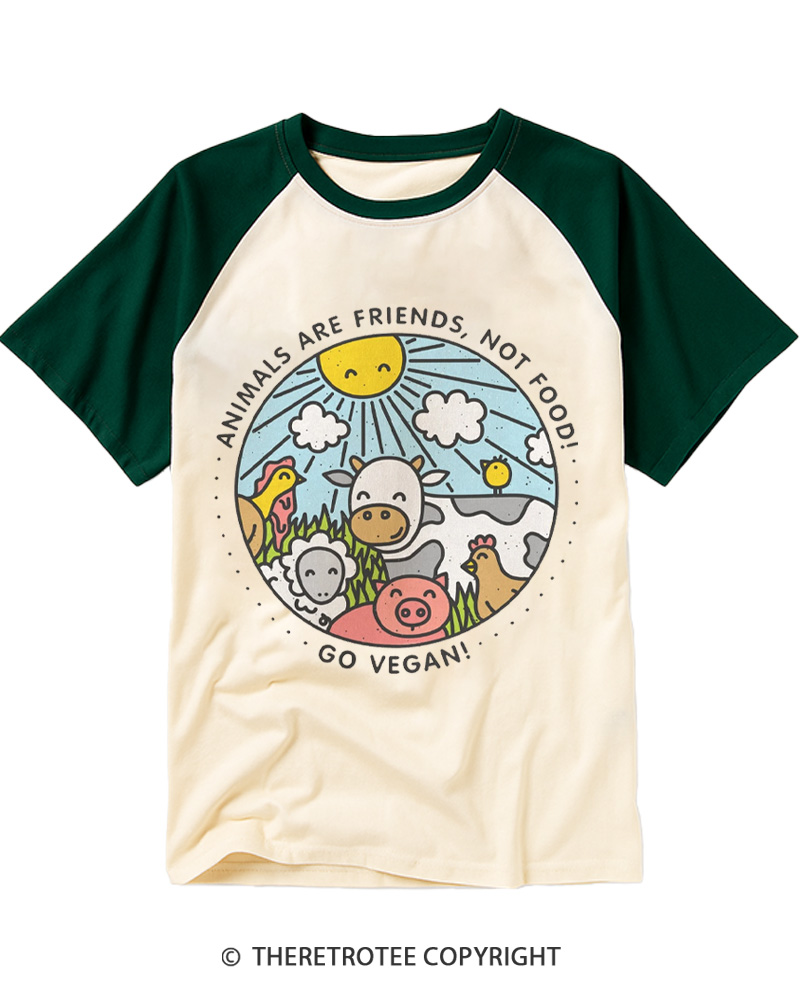TheRetroTee Friends Not Food 1970s Raglan Baseball T-Shirt