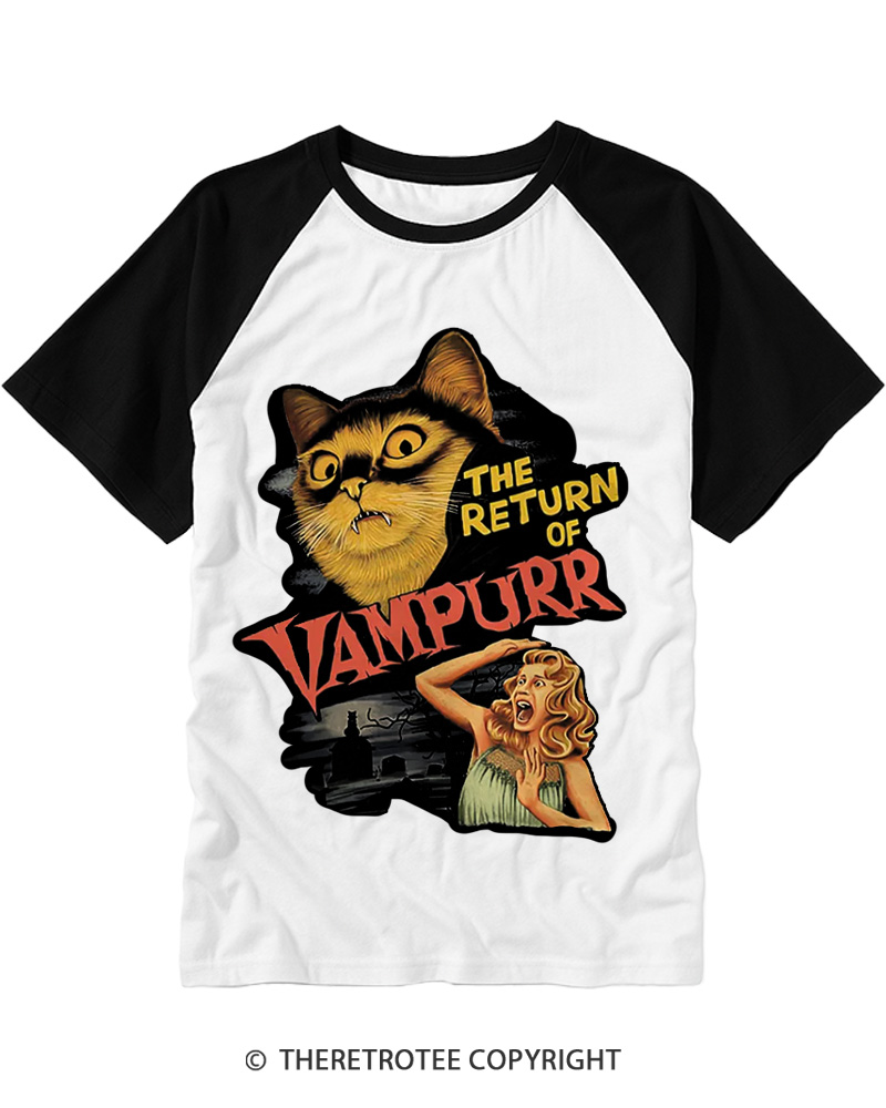 TheRetroTee The Return Of Vampurr 1970s Raglan Baseball T-Shirt