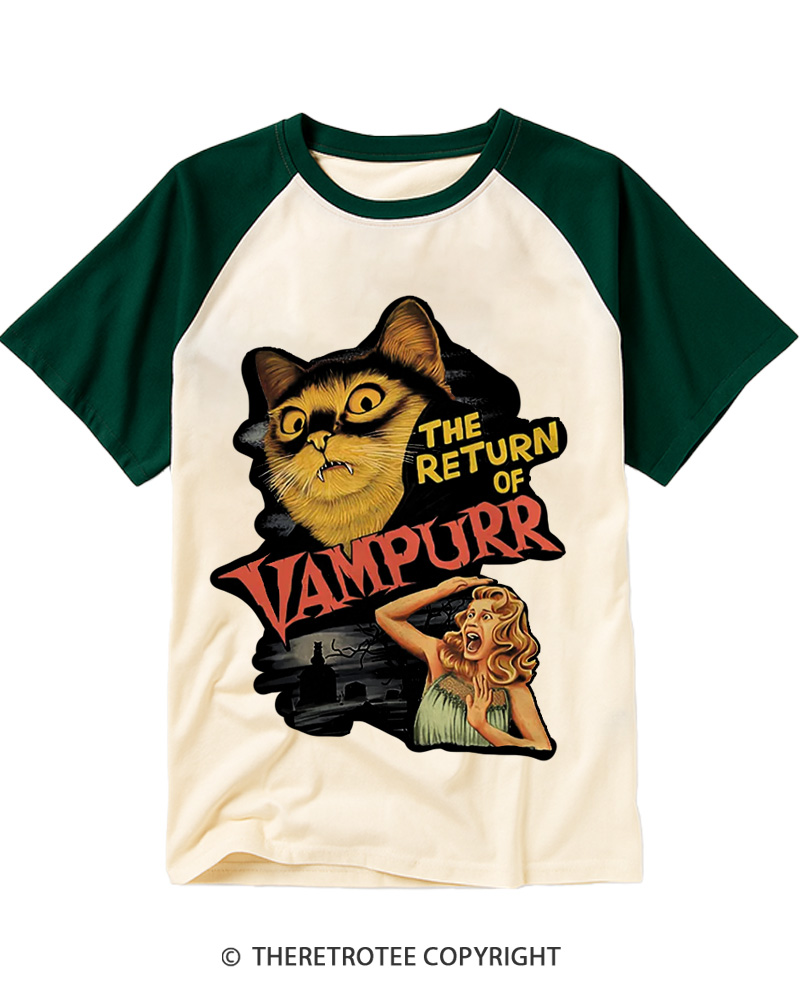 TheRetroTee The Return Of Vampurr 1970s Raglan Baseball T-Shirt
