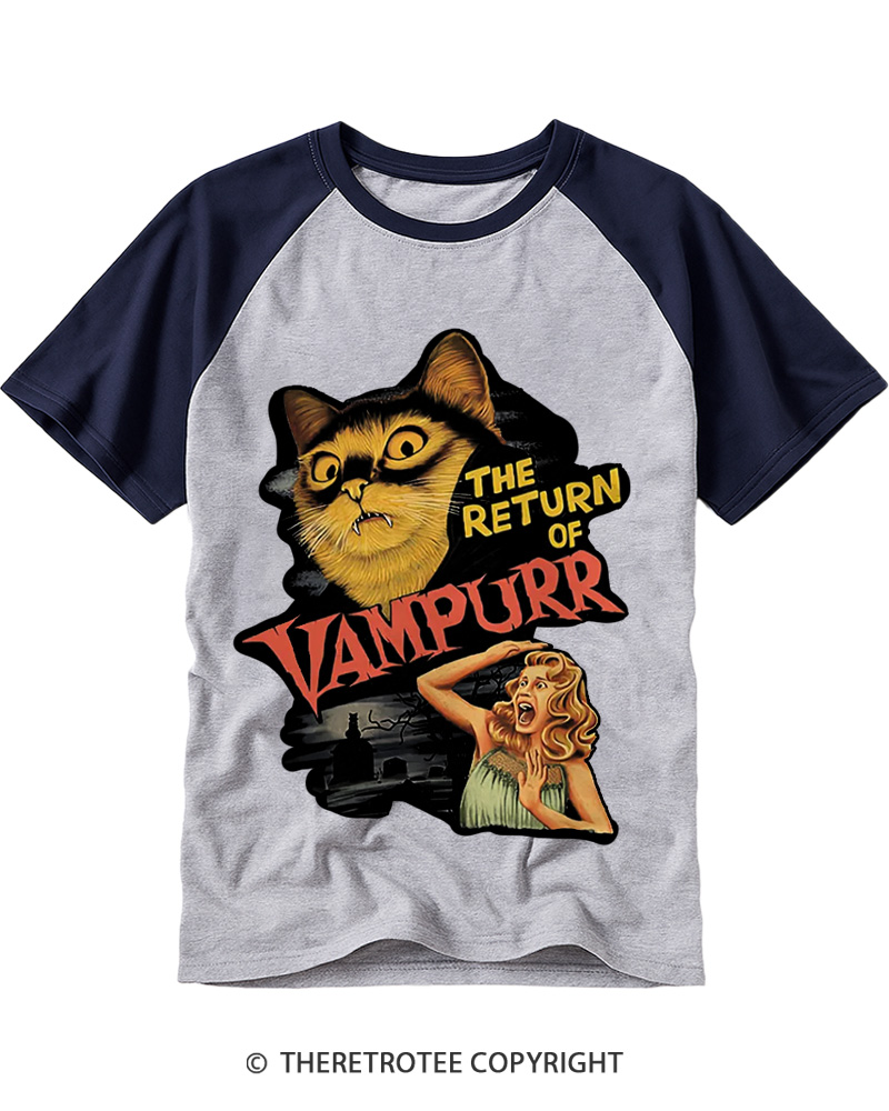 TheRetroTee The Return Of Vampurr 1970s Raglan Baseball T-Shirt