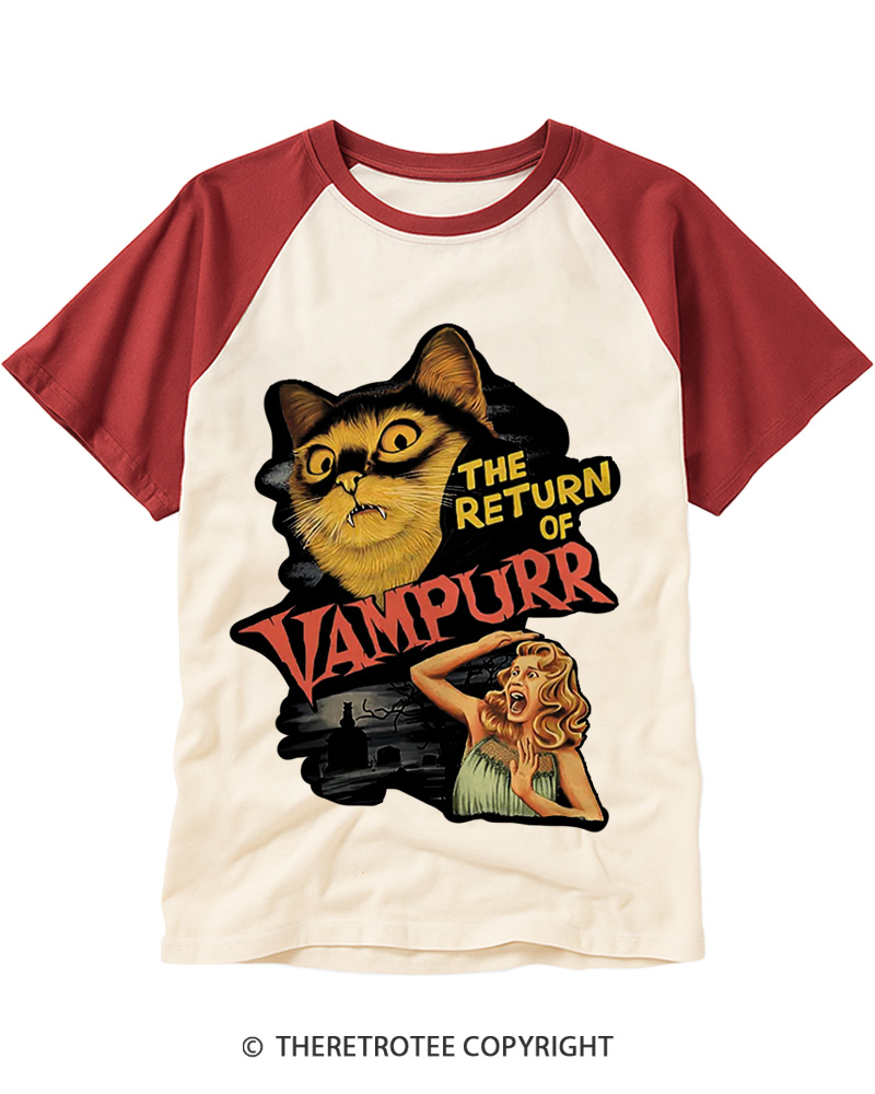 TheRetroTee The Return Of Vampurr 1970s Raglan Baseball T-Shirt