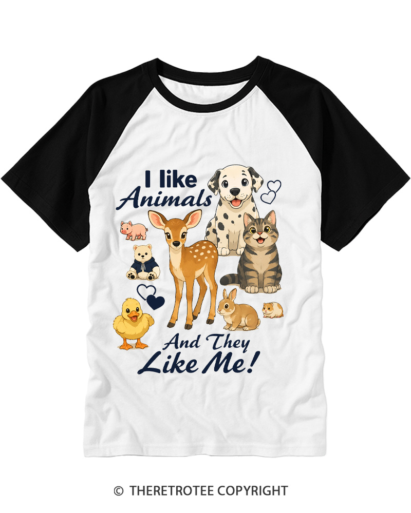 TheRetroTee Animal Lover  1950s Raglan Baseball T-Shirt